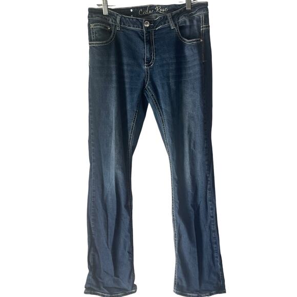 Ceder Rose Women Size 33 X 34 Wing Hustler Y2k Straight Leg Mid Rise Jeans - Picture 2 of 9